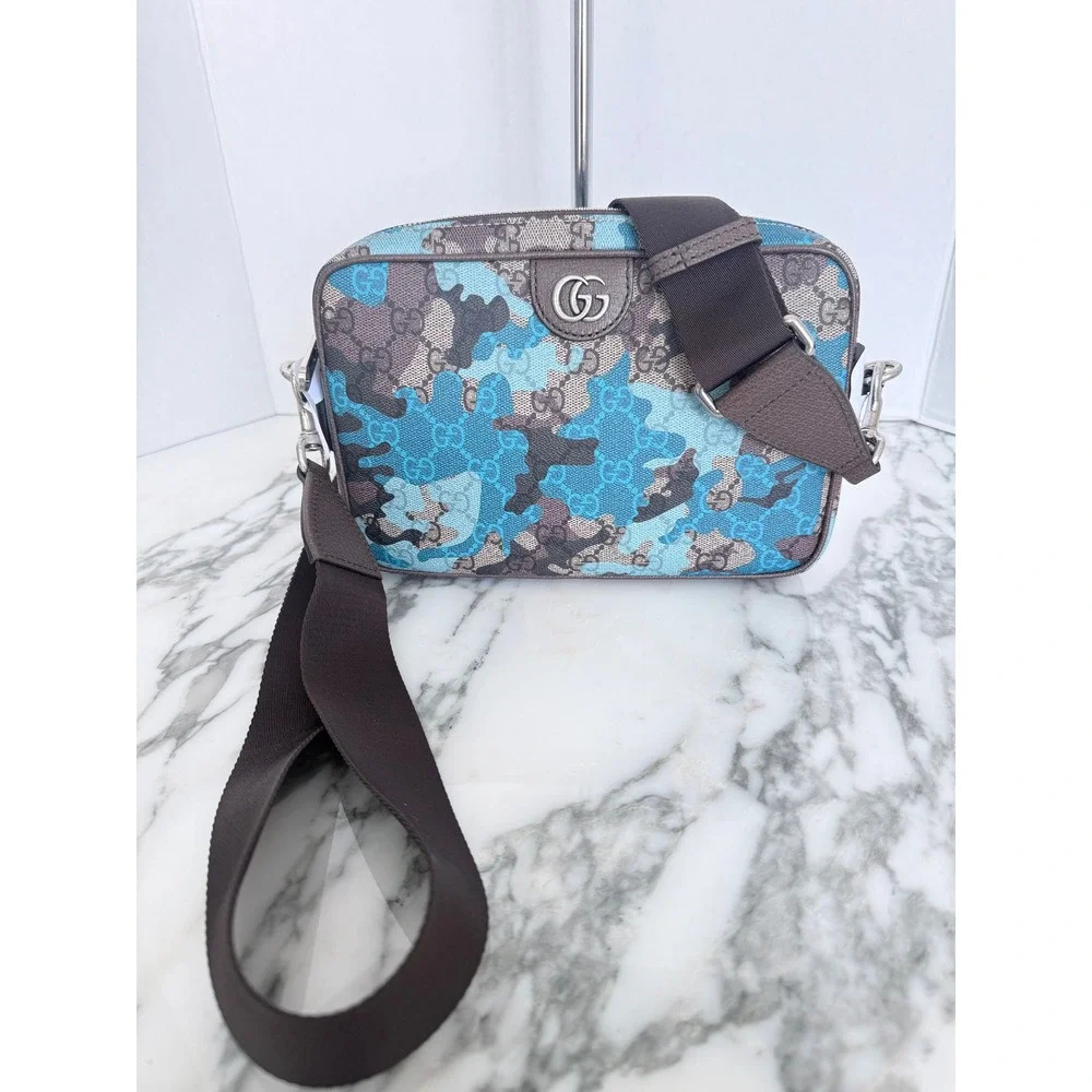 Gucci GG Marbled Pop Camo Crossbody Bag Blue Brown 839155 FAFHF 001